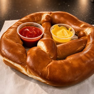 Jumbo Pretzel w/ Honey Mustard and Nacho Cheese